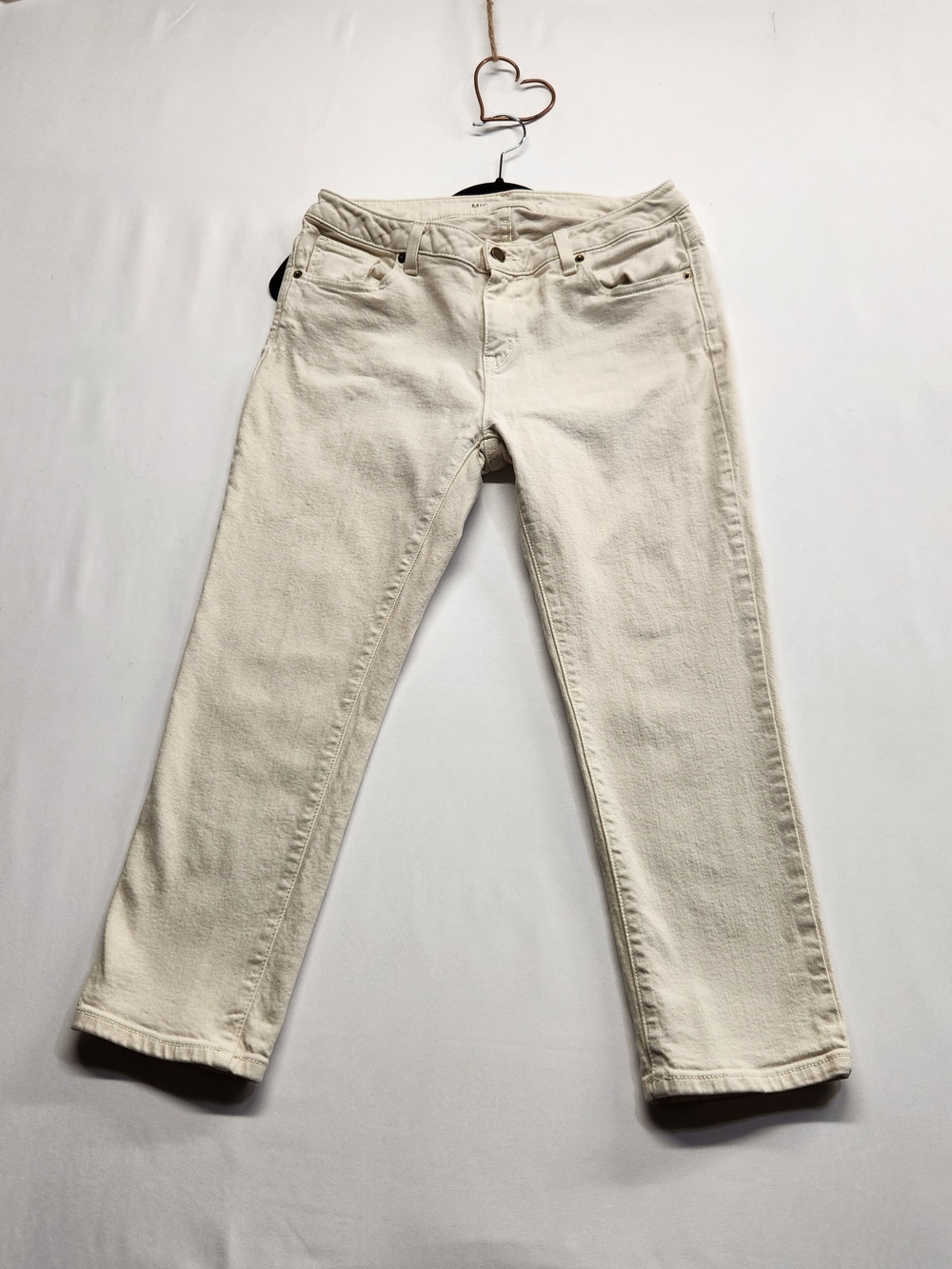 ⭐️Michael Kors Ecru Cream Straight Leg Crop Jeans Size 8 Comfort Stretch